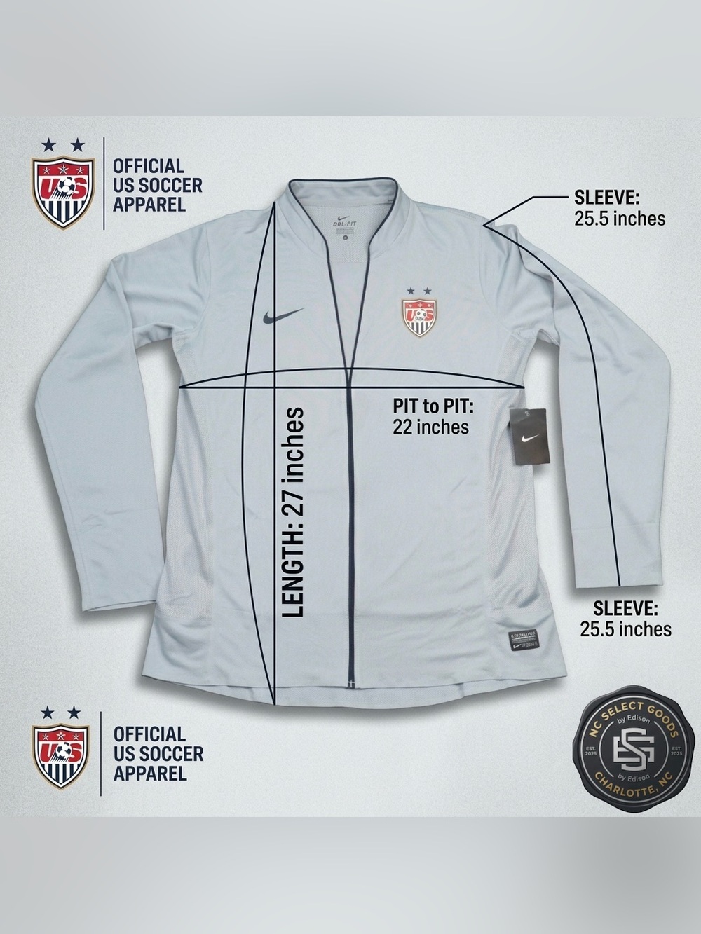 NWT Nike USA Women’s National Team Soccer 2011 Jersey Jacket Gray Size XL - Picture 9 of 9